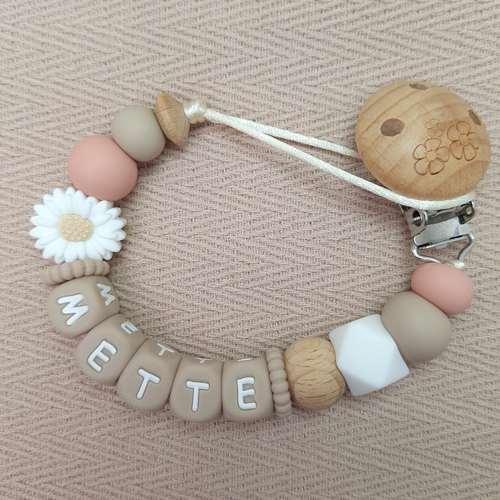 Speenkoord met naam meisje daisy dark blush