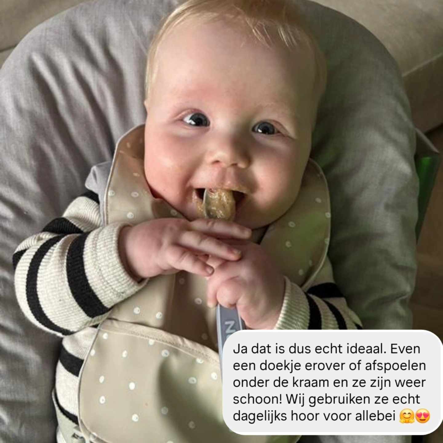 Babyslab waterproof stip beige - Afbeelding 2