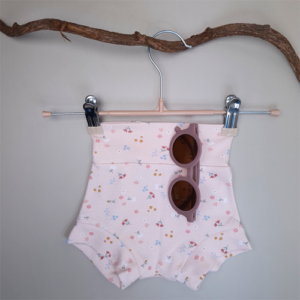Baby short belly bummie kleine bloemen roze