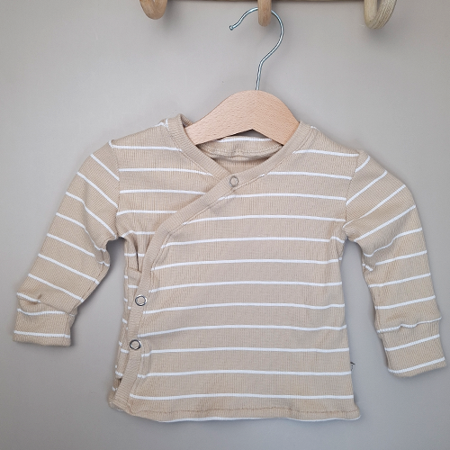 Overslagshirtje streep beige