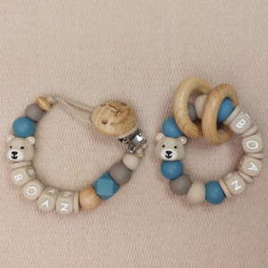 Brievenbus kraamcadeau met naam jongen beer beige