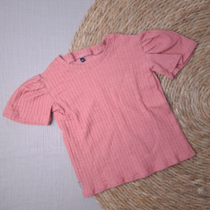 T-shirt maud ballon mouw jacquard koraal