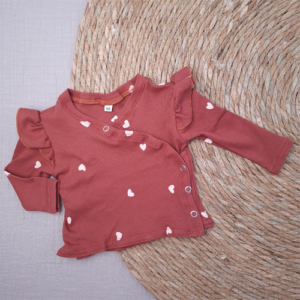 Baby overslag shirtje ruffle hartjes terra