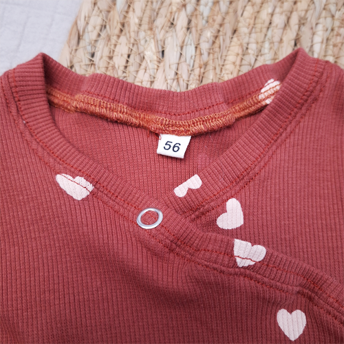 Baby overslag shirtje ruffle hartjes terra - Afbeelding 2