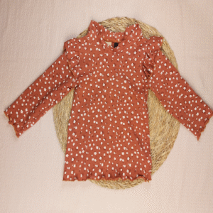Longsleeve ruffle kleine bloemen terra