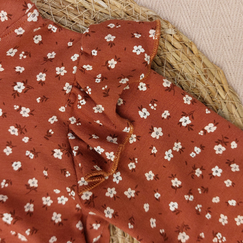 Longsleeve ruffle kleine bloemen terra - Afbeelding 3