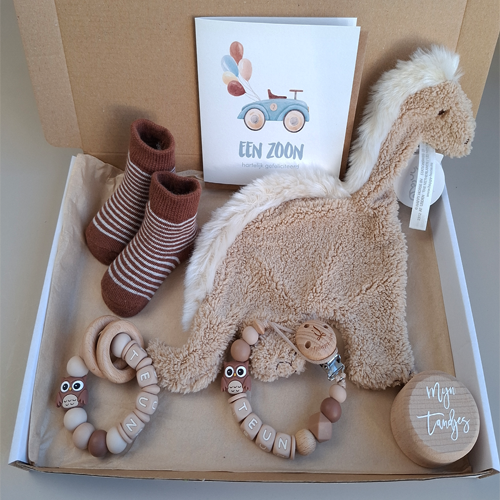 Brievenbus kraamcadeau met naam happy horse dino - Afbeelding 3