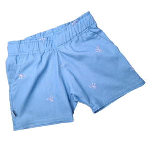 Short jeans strikjes roze