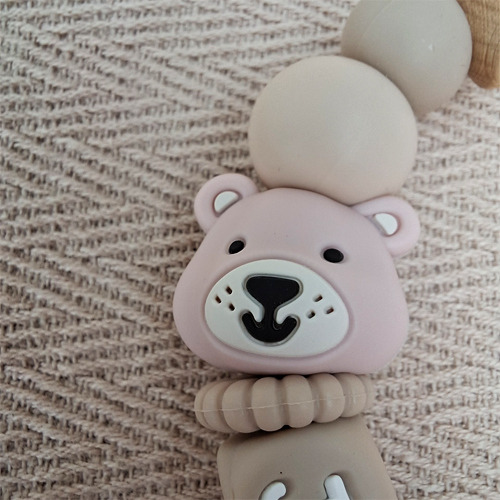 Speenkoord met naam meisje beer licht oudroze - Afbeelding 2