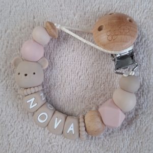 Speenkoord met naam meisje muis beige