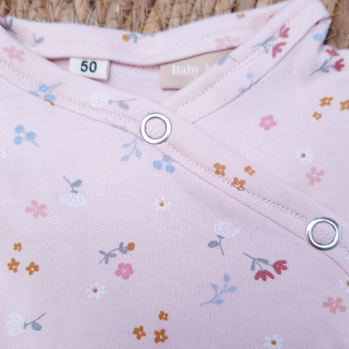 Baby overslag shirtje ruffle kleine bloemen roze - Afbeelding 2