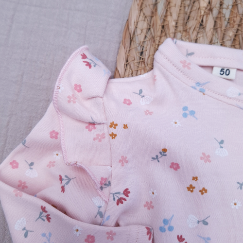 Baby overslag shirtje ruffle kleine bloemen roze - Afbeelding 3