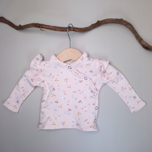 Overslag shirtje kleine bloemen roze