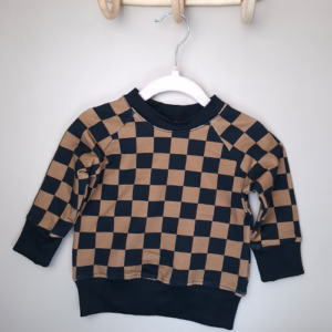 Sweater raglan ruit zwart