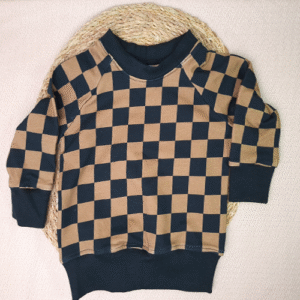 Sweater raglan ruit zwart