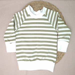 Sweater raglan streep olijfgroen