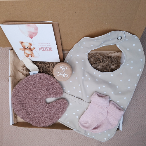 Brievenbus kraamcadeau meisje speendoekje maan roze - Afbeelding 5