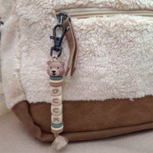 Sleutelhanger met naam beer donker oudgroen