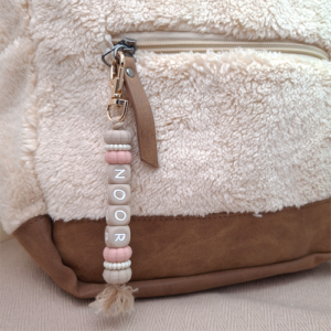 Sleutelhanger met naam bloem dark blush