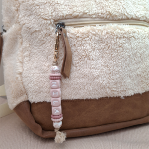 Sleutelhanger met naam flower oudroze