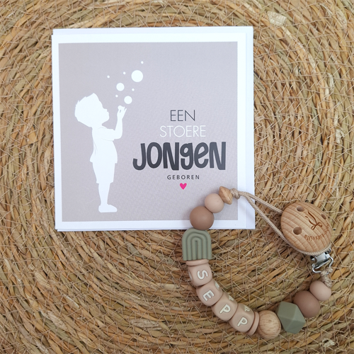 Speenkoord met naam jongen regenboog salie - Afbeelding 6