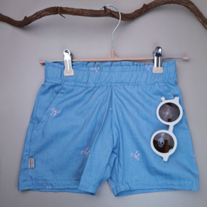 Short jeans strikjes roze