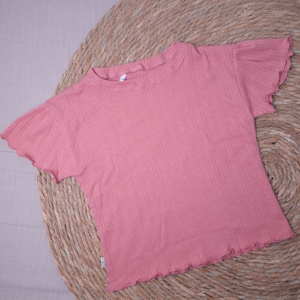 T-shirt vlinder mouw ajour koraal