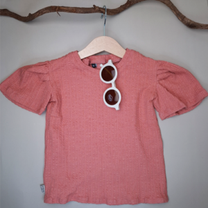 T-shirt maud ballon mouw jacquard koraal