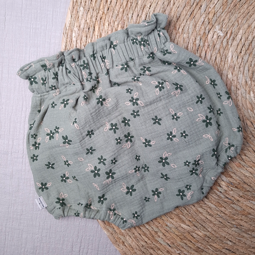 Baby short bloomer bloem olijfgroen - Afbeelding 2
