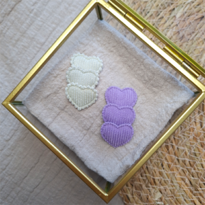 Haarspeldjes hartjes rib beige lila