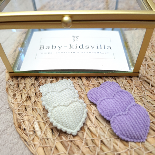 Haarspeldjes hartjes rib beige lila - Afbeelding 2