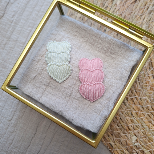 Haarspeldjes hartjes rib beige oudroze