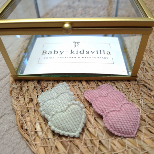 Haarspeldjes hartjes rib beige oudroze - Afbeelding 2