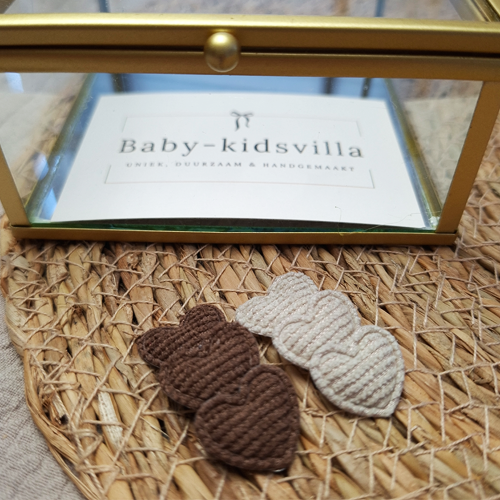 Haarspeldjes mini hartjes rib beige bruin - Afbeelding 2