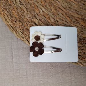 Haarspeldjes klikklak daisy bloemetjes bruin