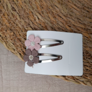 Haarspeldjes klikklak daisy bloemetjes taupe
