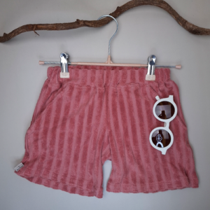 Short relax badstof streep pink blush