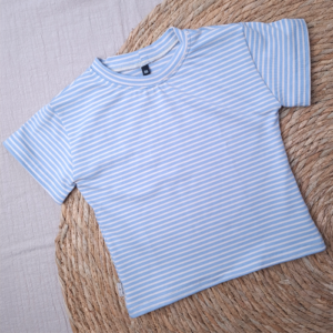 T- shirt Nio mini streep linnen baltic