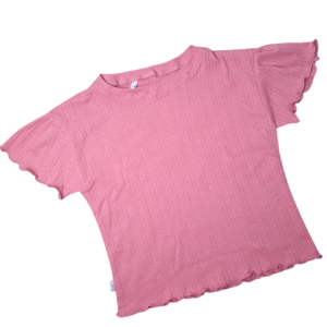 T-shirt vlinder mouw ajour koraal