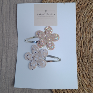 Haarspeldjes daisy bloem glitter beige