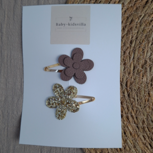 Haarspeldjes daisy bloem glitter bruin