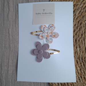 Haarspeldjes daisy bloem hartjes mauve