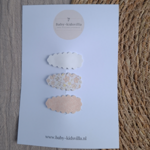 Haarspeldjes ribbel bloemetjes perzik