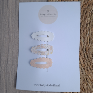 Haarspeldjes ribbel open design bloemetjes perzik