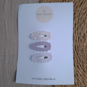 Haarspeldjes ribbel open design dots lila