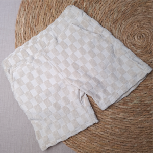 Nio short badstof blokjes creme
