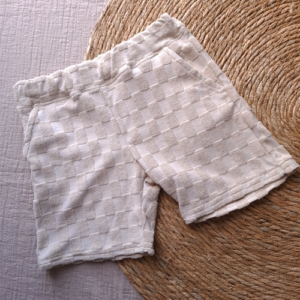 Nio short badstof blokjes creme