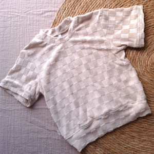 Sweater korte mouw blokjes creme