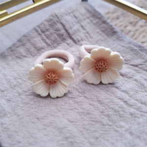 Haarelastiekjes bloemetjes schulprand crème