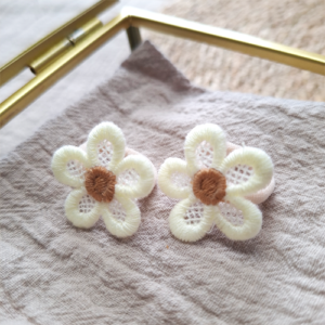 Haarelastiekjes daisybloem creme | set van 2